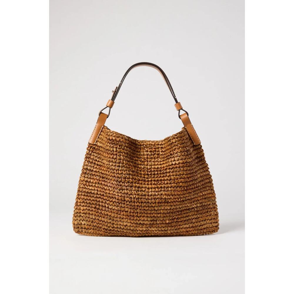 Proenza Schouler White Label Minetta Brown Raffia Shoulder Bag with Pouch